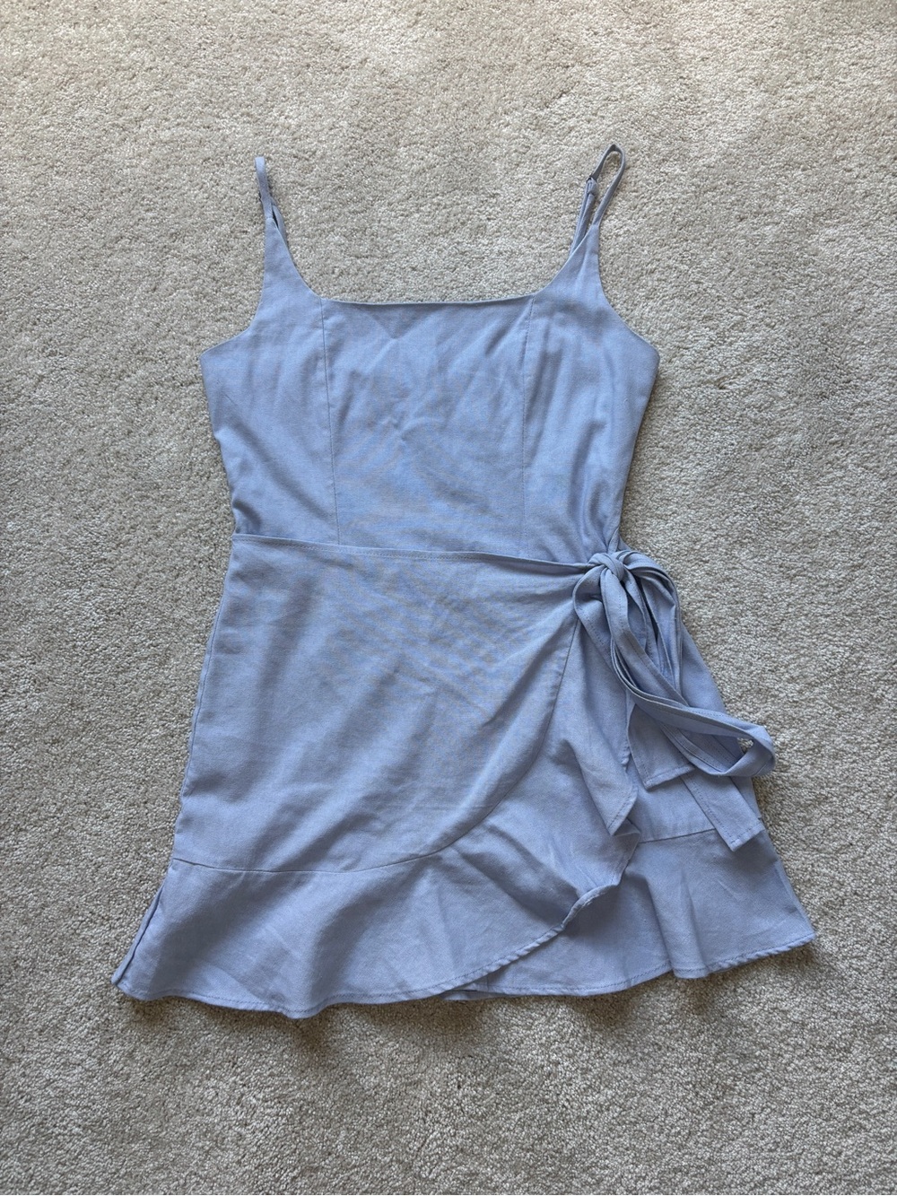 Princess Polly Light Blue Square Neck Wrap Mini Dress - Picture 3 of 10